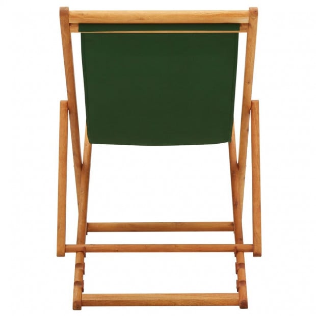 Folding Beach Chair Eucalyptus Wood And Fabric Green Image 5