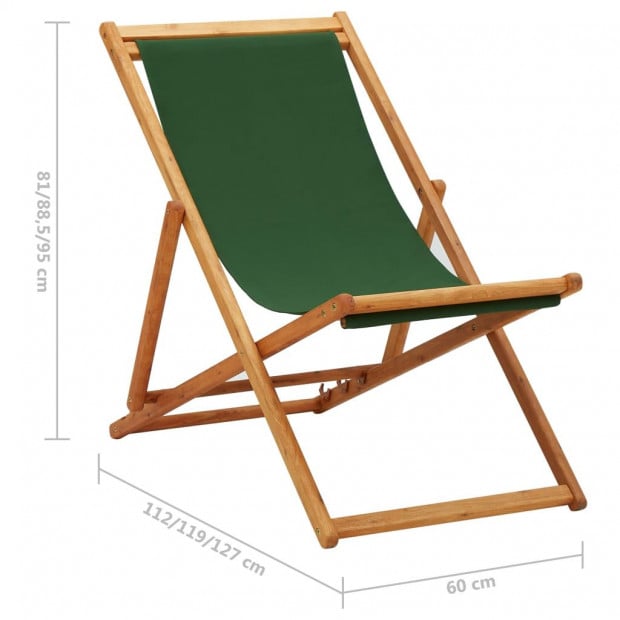 Folding Beach Chair Eucalyptus Wood And Fabric Green Image 9