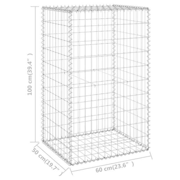 Gabion Wall With Covers Galvanised Steel 60x50x100 Cm Image 6