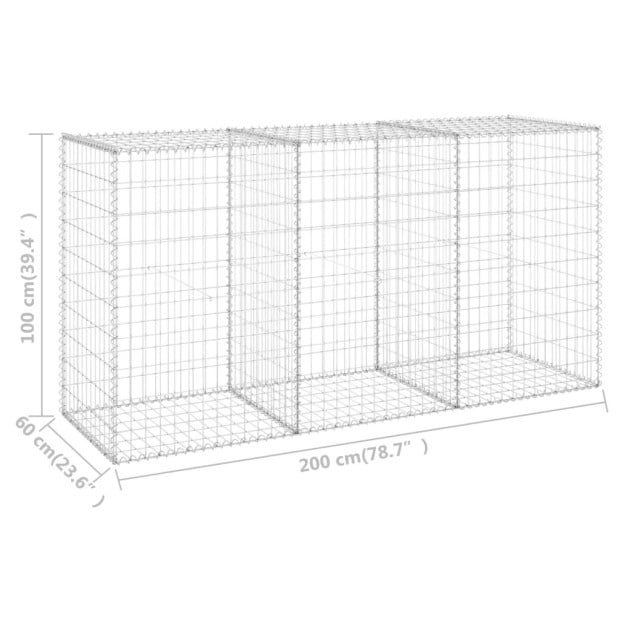 Gabion Wall With Covers Galvanised Steel 200x60x100 Cm Image 6