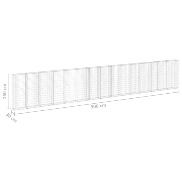 Gabion Wall With Covers Galvanised Steel 900x30x150 Cm Image 6