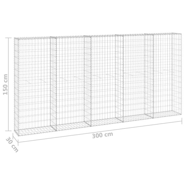 Gabion Wall With Covers Galvanised Steel 300x30x150 Cm Image 6