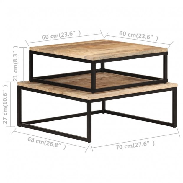 Nesting Coffee Tables 2 Pcs Solid Mango Wood Image 10