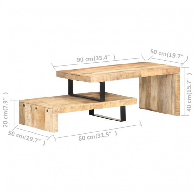 2 Piece Coffee Table Set Solid Mango Wood Image 8
