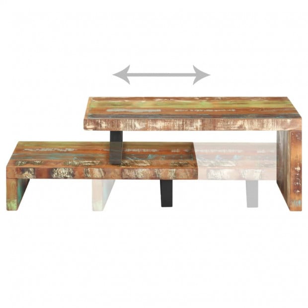 2 Piece Coffee Table Set Solid Reclaimed Wood Image 5