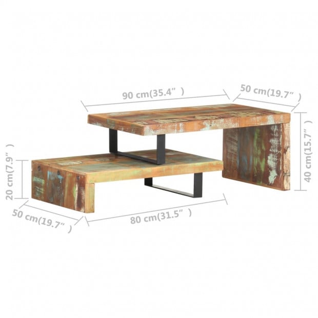 2 Piece Coffee Table Set Solid Reclaimed Wood Image 8