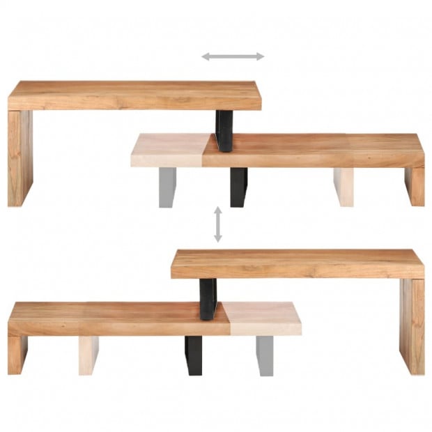 2 Piece Coffee Table Set Solid Acacia Wood Image 7