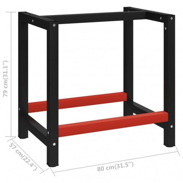 Work Bench Frame Metal 80x57x79 Cm Black And Red Image 7