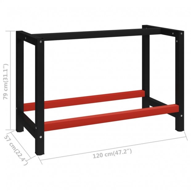 Work Bench Frame Metal 120x57x79cm Black And Red Image 7
