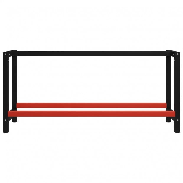 Work Bench Frame Metal 175x57x79cm Black Red Image 2
