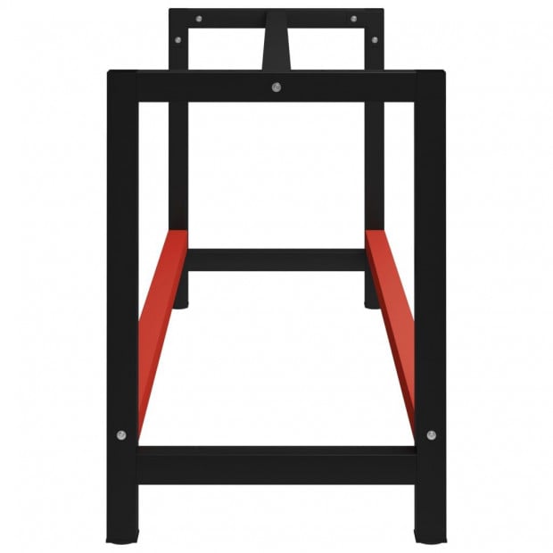 Work Bench Frame Metal 175x57x79cm Black Red Image 3