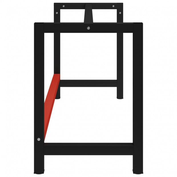 Work Bench Frame Metal 175x57x79cm Black Red Image 3