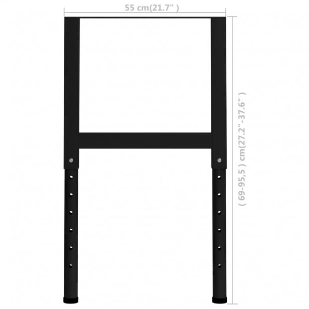 Adjustable Work Bench Frames 2 Pcs Metal 55x(69-95.5)cm Black Image 9
