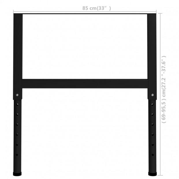 Adjustable Work Bench Frames 2 Pcs Metal 85x(69-95.5)cm Black Image 9