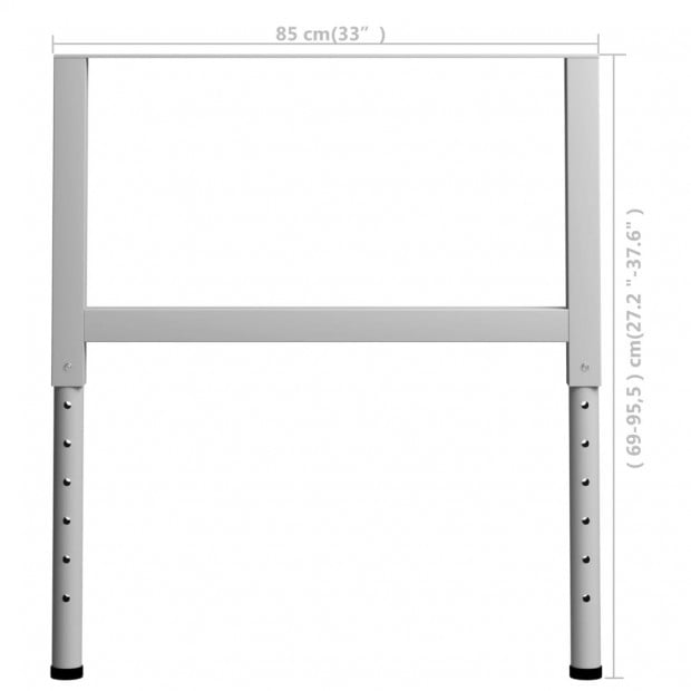 Adjustable Work Bench Frames 2 Pcs Metal 85x(69-95.5)cm Grey Image 9