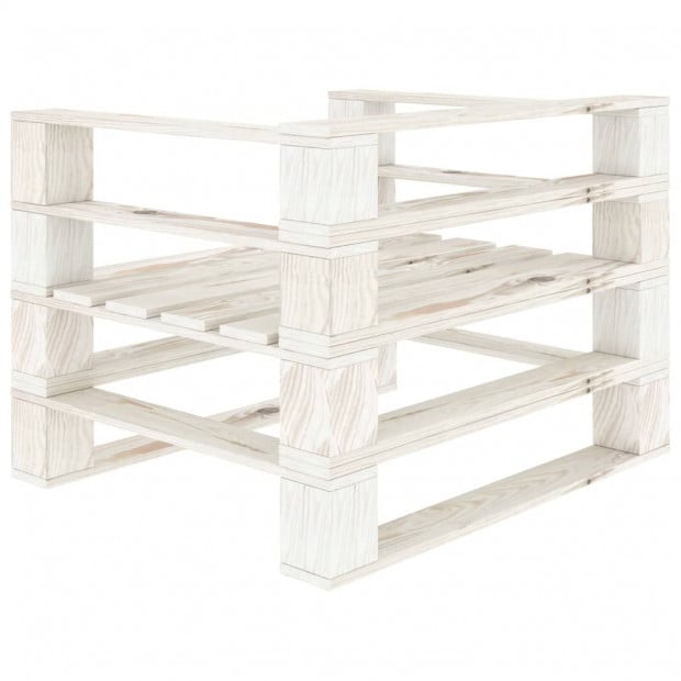 Garden Pallet Armchair Wood White Image 3