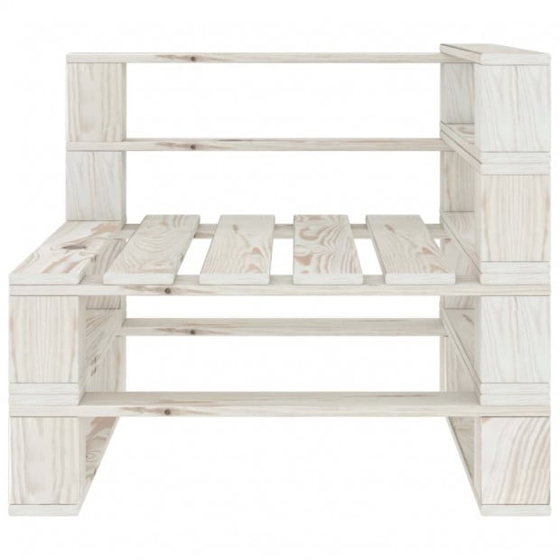 Garden Pallet Corner Sofa Wood White Image 2
