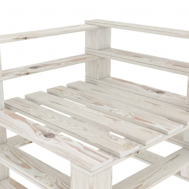 Garden Pallet Corner Sofa Wood White Image 4
