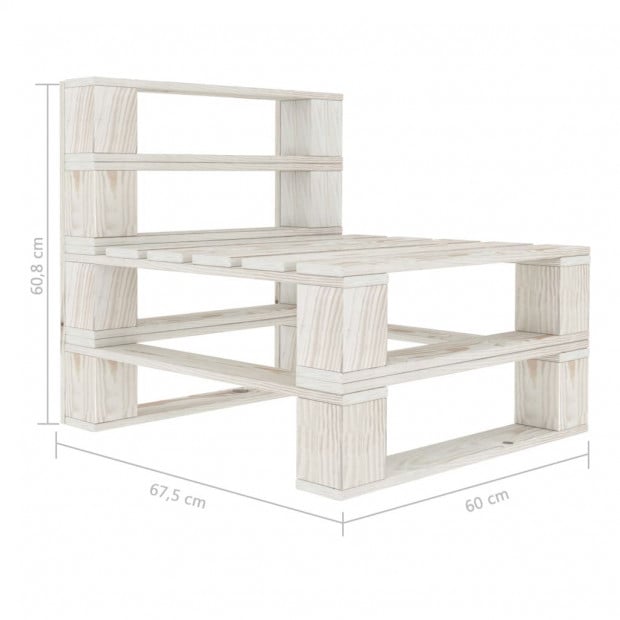 Garden Pallet Middle Sofa Wood White Image 5