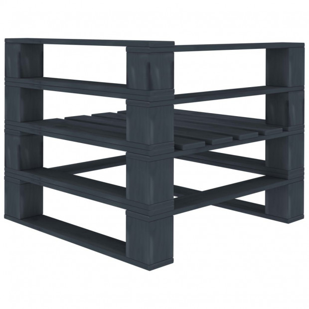 Garden Pallet Corner Sofa Wood Grey Image 3