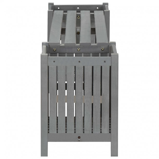 Garden Bench With 2 Planters 150cm Solid Acacia Wood Grey Image 3