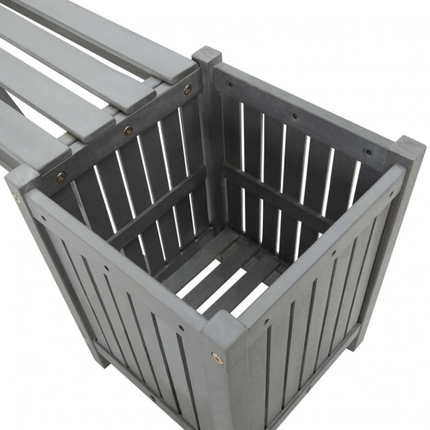 Garden Bench With 2 Planters 150cm Solid Acacia Wood Grey Image 4