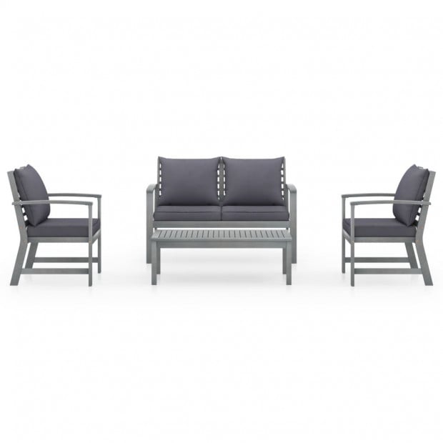4 Piece Garden Lounge Set With Cushions Solid Acacia Wood Image 2