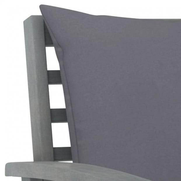 Garden Bench 120 Cm With Dark Grey Cushion Solid Acacia Wood - Grey Wash Finish Image 5