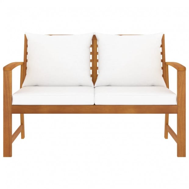 Garden Bench 120 Cm With Cream Cushion Solid Acacia Wood Image 2