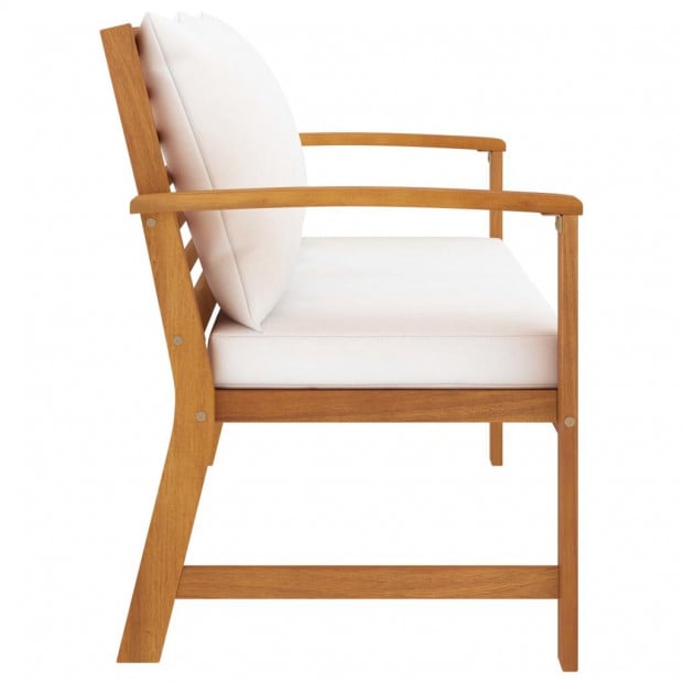 Garden Bench 120 Cm With Cream Cushion Solid Acacia Wood Image 3