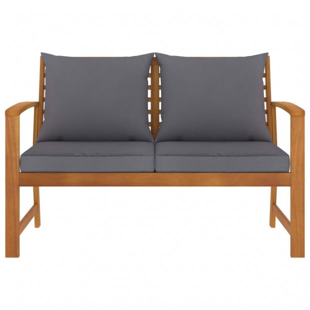 Garden Bench 120 Cm With Dark Grey Cushion Solid Acacia Wood - Oil Finish Image 2
