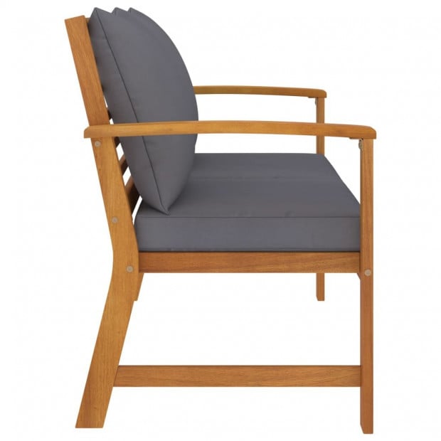 Garden Bench 120 Cm With Dark Grey Cushion Solid Acacia Wood - Oil Finish Image 3