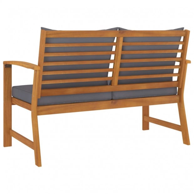 Garden Bench 120 Cm With Dark Grey Cushion Solid Acacia Wood - Oil Finish Image 4