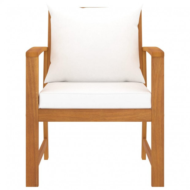 Garden Chairs 2 Pcs With Cream Cushion Solid Acacia Wood Image 2