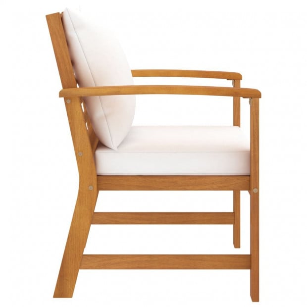 Garden Chairs 2 Pcs With Cream Cushion Solid Acacia Wood Image 3