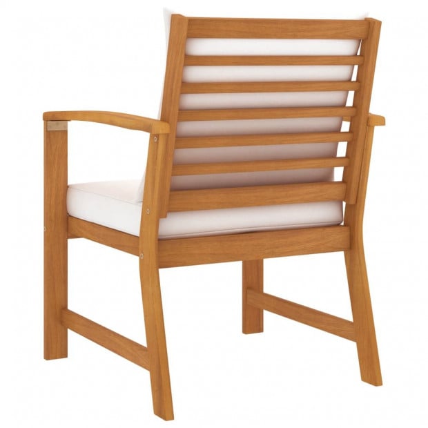 Garden Chairs 2 Pcs With Cream Cushion Solid Acacia Wood Image 4