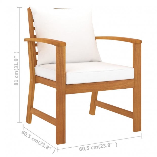 Garden Chairs 2 Pcs With Cream Cushion Solid Acacia Wood Image 6