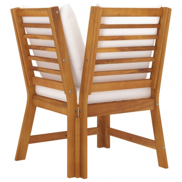 3 Piece Garden Lounge Set With Cream Cushion Solid Acacia Wood Image 5