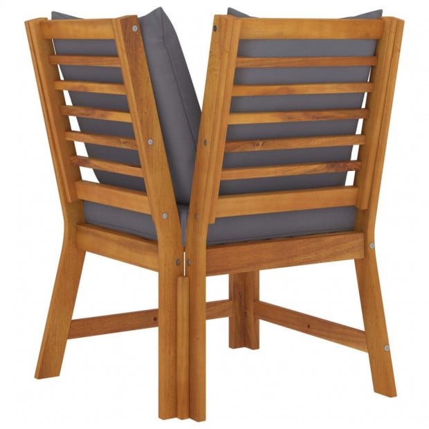 3 Piece Garden Lounge Set With Dark Grey Cushion Solid Acacia Wood Image 5