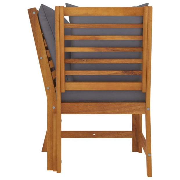 3 Piece Garden Lounge Set With Dark Grey Cushion Solid Acacia Wood Image 6