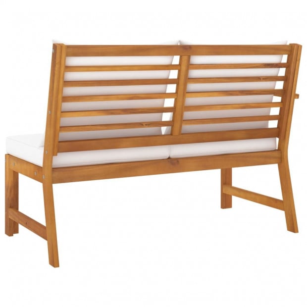 Garden Bench 114.5 Cm With Cream Cushion Solid Acacia Wood with Right Armrest Image 4