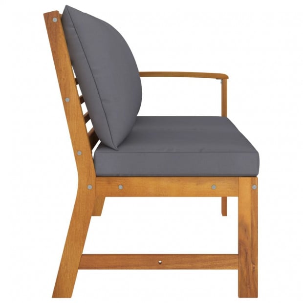 Garden Bench 114.5 Cm With Dark Grey Cushion Solid Acacia Wood Image 3