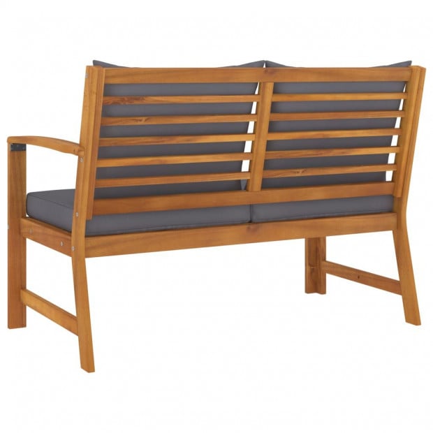 Garden Bench 114.5 Cm With Dark Grey Cushion Solid Acacia Wood Image 4