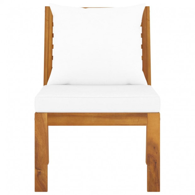 Sectional Middle Sofa With Cream Cushion Solid Acacia Wood Image 2