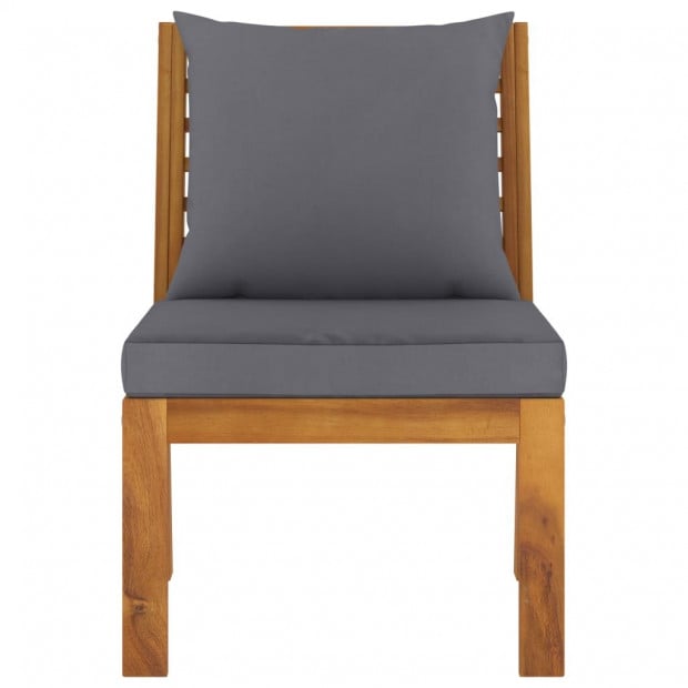 Sectional Middle Sofa With Dark Grey Cushion Solid Acacia Wood Image 2