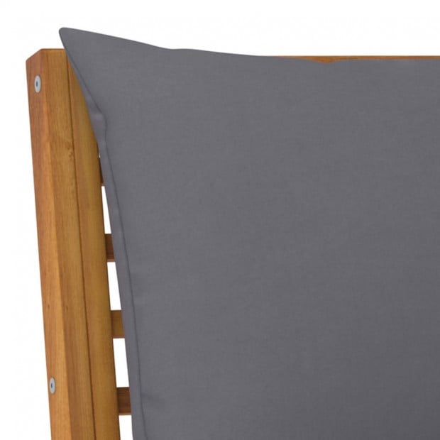Sectional Middle Sofa With Dark Grey Cushion Solid Acacia Wood Image 5