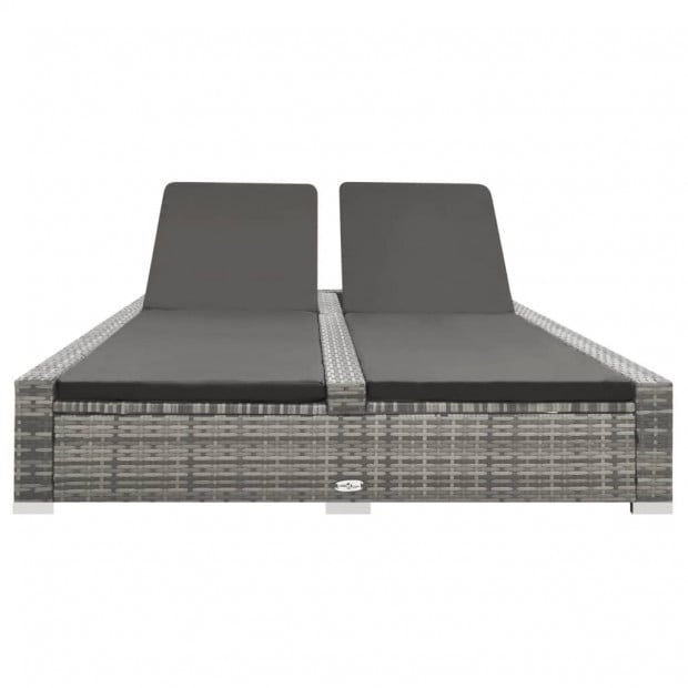 Double Sun Lounger Poly Rattan Grey Image 2