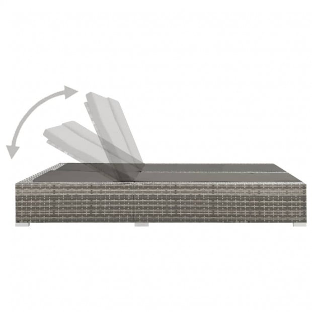 Double Sun Lounger Poly Rattan Grey Image 3