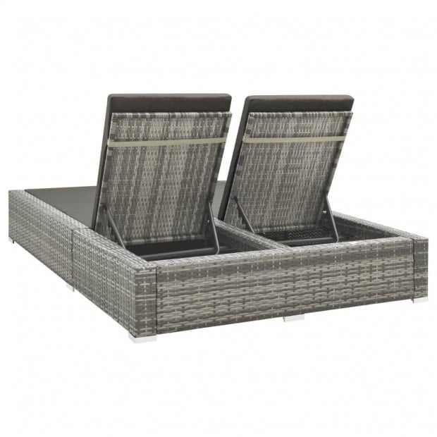 Double Sun Lounger Poly Rattan Grey Image 4