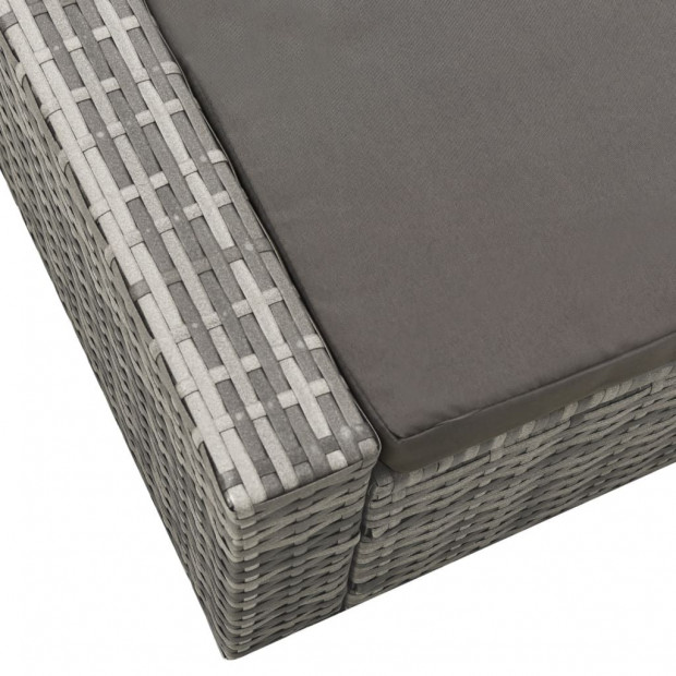 Double Sun Lounger Poly Rattan Grey Image 5